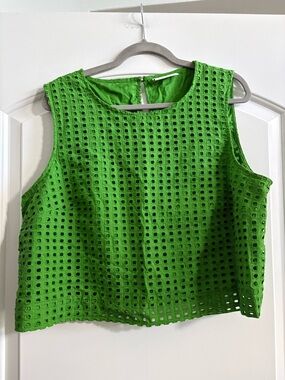 Women’s Green Square Eyelet Crop Top